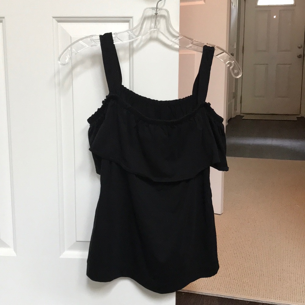 NWT j crew XXS black ruffle tank
